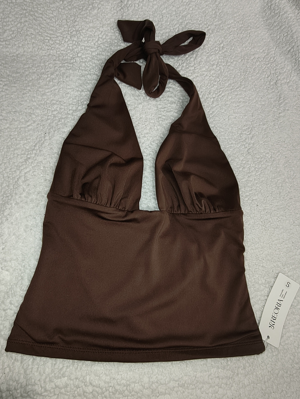 ReoRia Chocolate Brown Halter Top NWT Size S